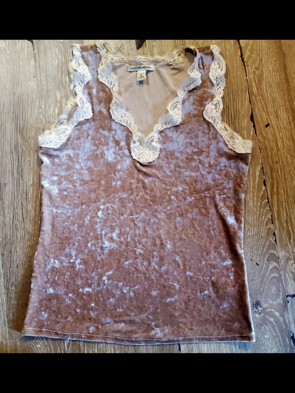 Banana Republic Dusty Tan Velvet Lace-Trim Camisole